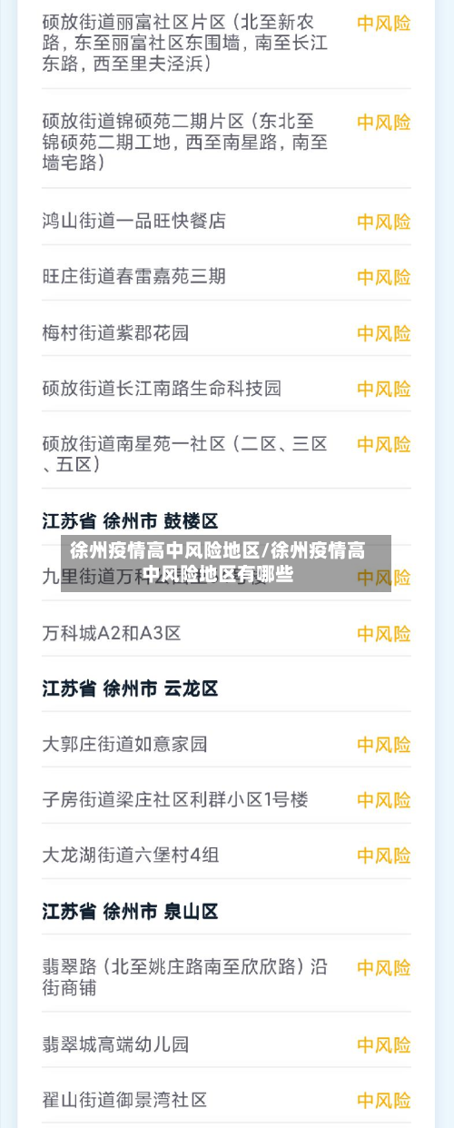 徐州疫情高中风险地区/徐州疫情高中风险地区有哪些-第2张图片